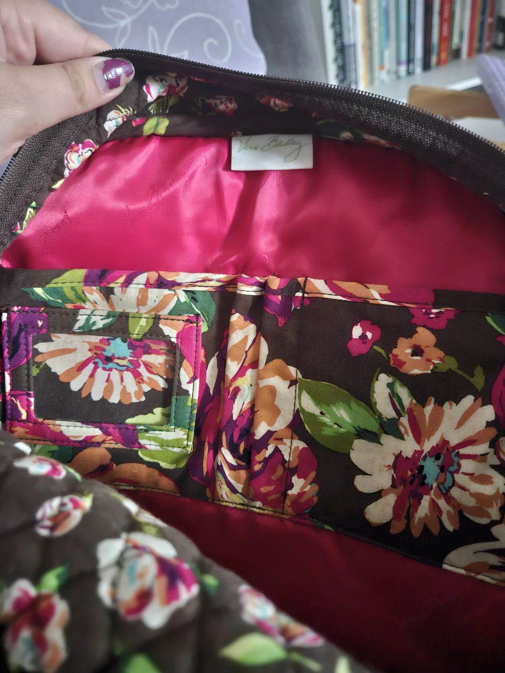 Vera Bradley Brown Floral Quilted Backpack